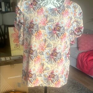 SHEIN Pink and Orange Boxy Short Sleeve Blouse
